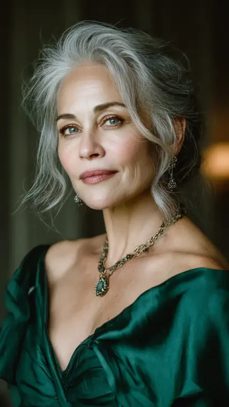 Elegant Waves with Face-Framing Layers - Medium length hair with layers over 60 older women