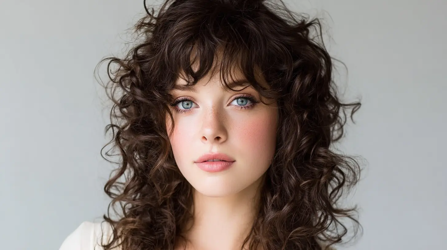 Face framing curtain bangs on curly hair 2