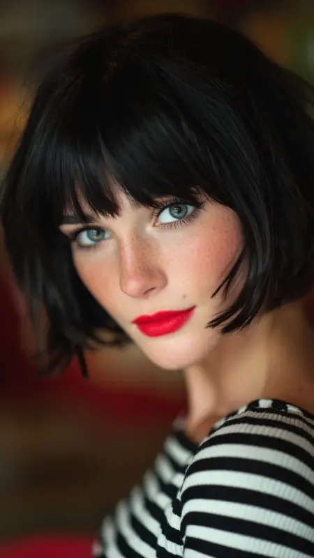 Feathered Bob with Blunt Bangs - Feathered Bob Hairstyles