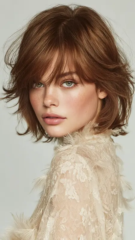Feathered Bob with Wispy Bangs - Feathered Bob Hairstyles