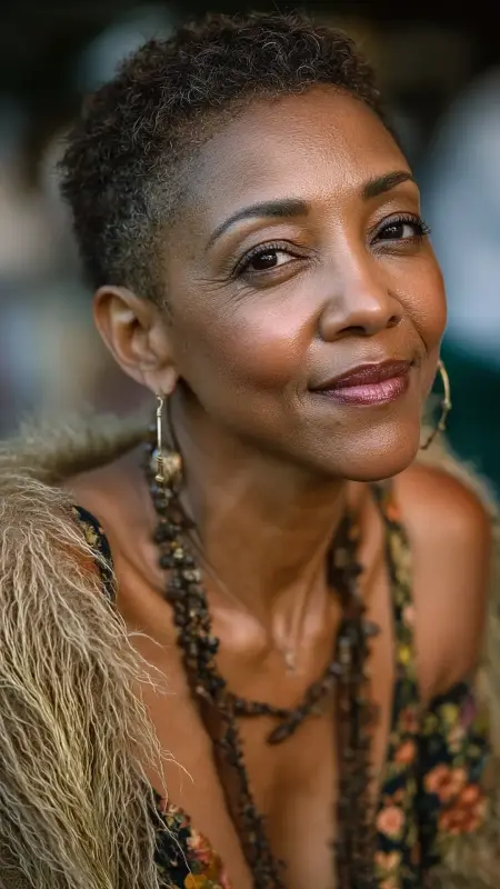 Feathered Crop - Short Haircuts For Black Women Over 50