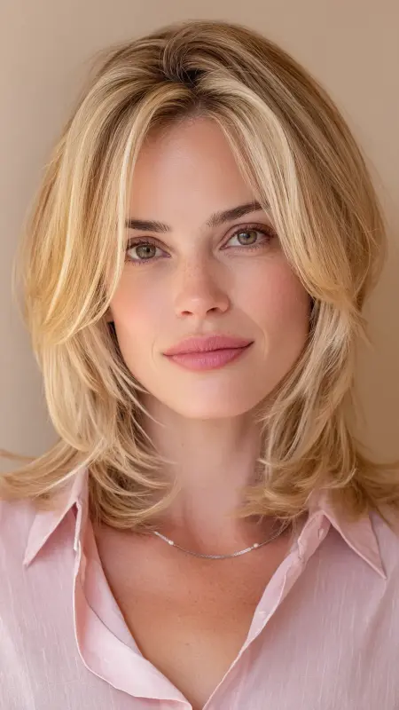 Feathered Flip - Shoulder Length Haircuts For Older Women