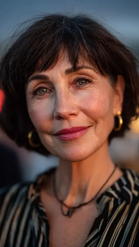 French Bob with Soft Baby Bangs -  hairstyles for women over 70 with bangs 