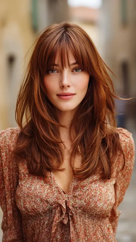 French Chestnut - Airy Fringe Cut - Old money hair color