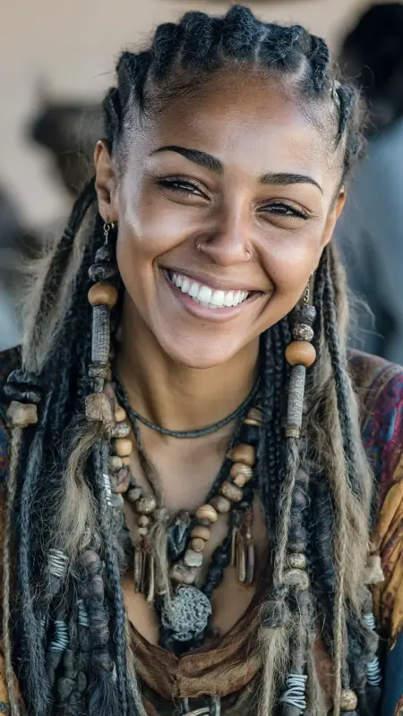 Fulani Braids with Beads - Afrocentric Hairstyles
