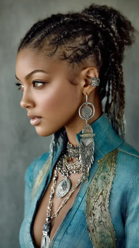 Fulani-Inspired Half-Up Half-Down - Afrocentric Hairstyles