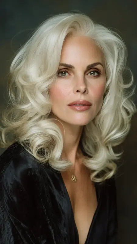 Glamorous Hollywood Waves - Long Haircuts For Women Over 40