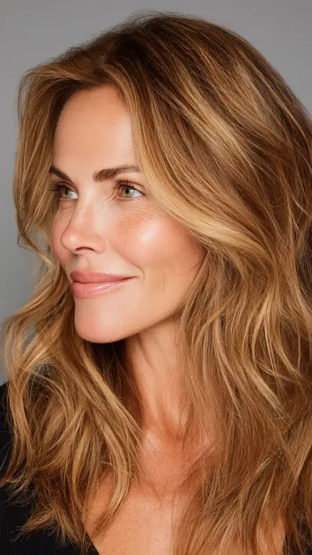 Golden Brown with Subtle Highlights - Hair color ideas for women over 50
