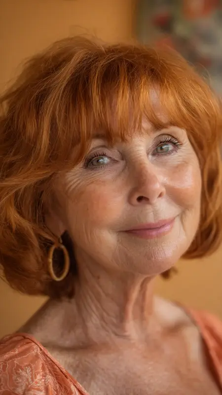 Golden Strawberry Blonde Lob - hair color ideas for women over 70