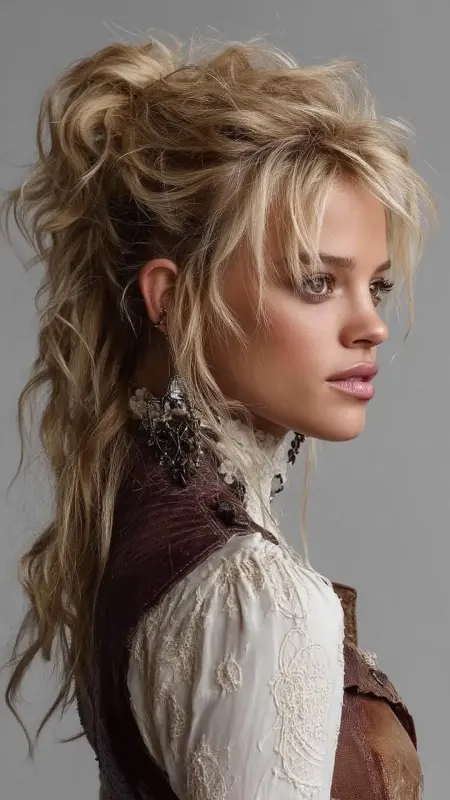 Edgy Elegance: The Wavy Blonde Rebel Updo - Grunge Hairstyles