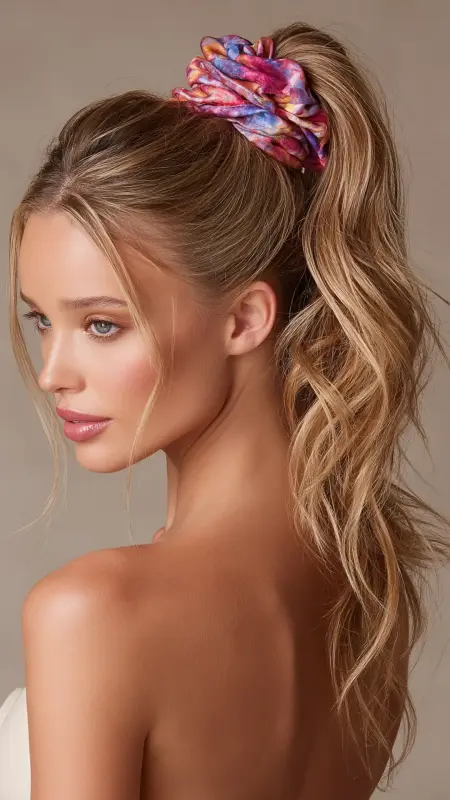 High Half-Up Pony with Scrunchie - Y2k haircuts