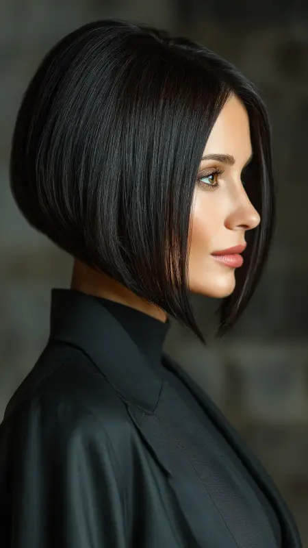 Inverted Asymmetrical Bob with Sleek Finish - Medium asymmetrical hairstyles