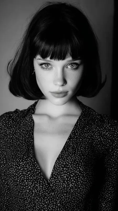 Inverted Bob with Blunt Fringe -  Inverted Bob Haircuts For Fine Hair 