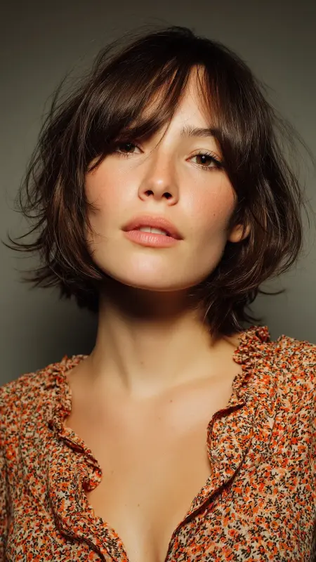 Inverted Bob with Curtain Bangs -  Inverted Bob Haircuts For Fine Hair 