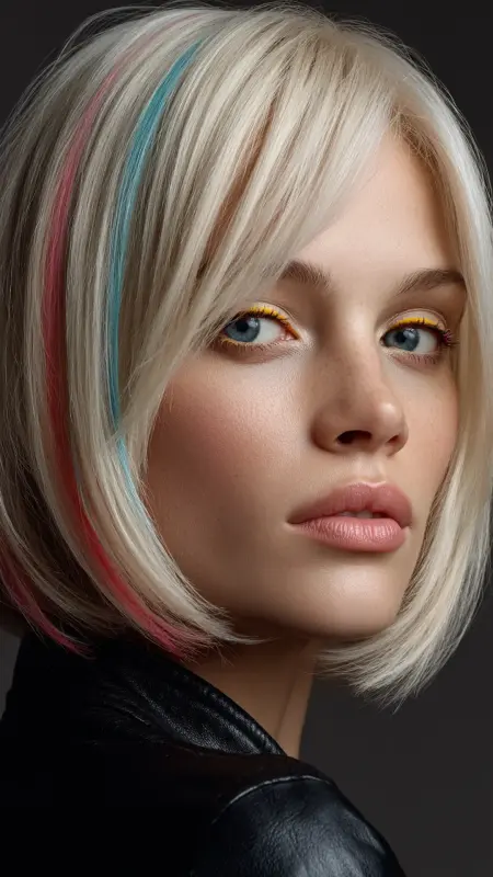 Inverted Bob with Peekaboo Color Panels -  Inverted Bob Haircuts For Fine Hair 