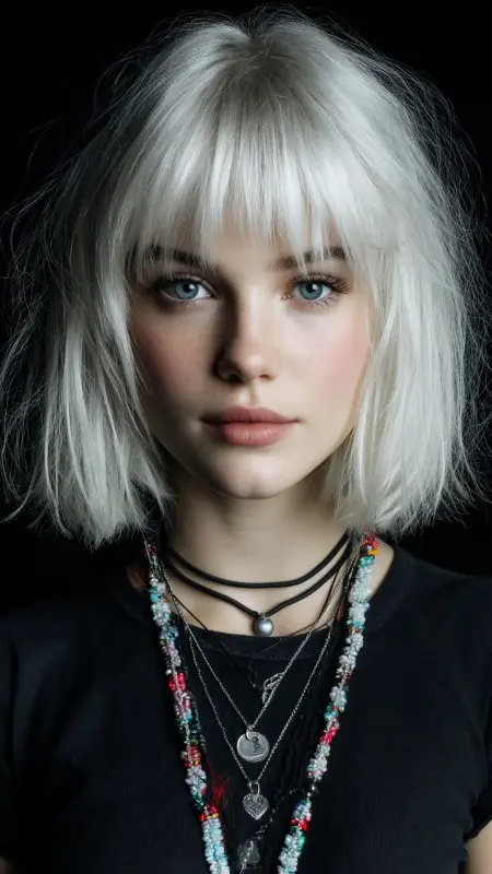 Inverted Bob with Textured Fringe -  Inverted Bob Haircuts For Fine Hair 