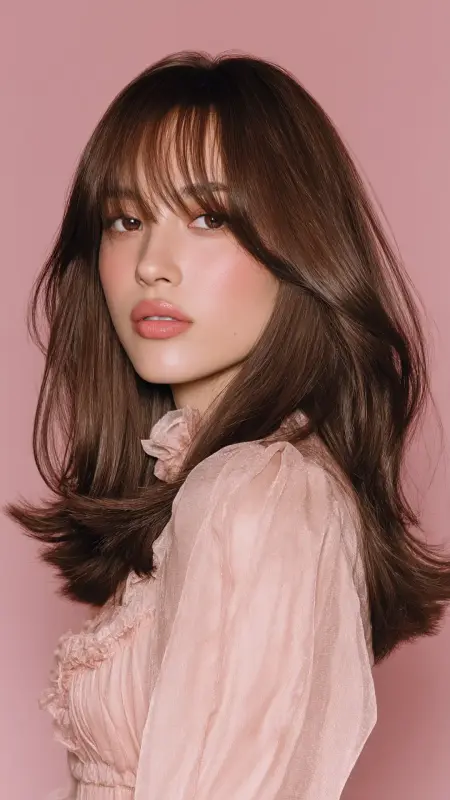 Korean-Inspired Blowout with Wispy Curtain Bangs - Blowout with curtain bangs