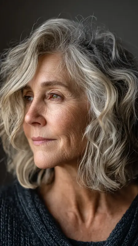 Layered Bob with Soft Waves - Shoulder Length Haircuts For Women Over 60
