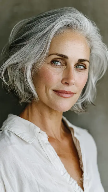 Layered Collarbone Cut with Face-Framing Highlights -  medium length hair for women over 50 