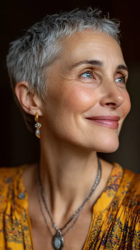 Layered Collarbone Cut with Flicked Ends - Hairstyles for women over 70 with fine hair