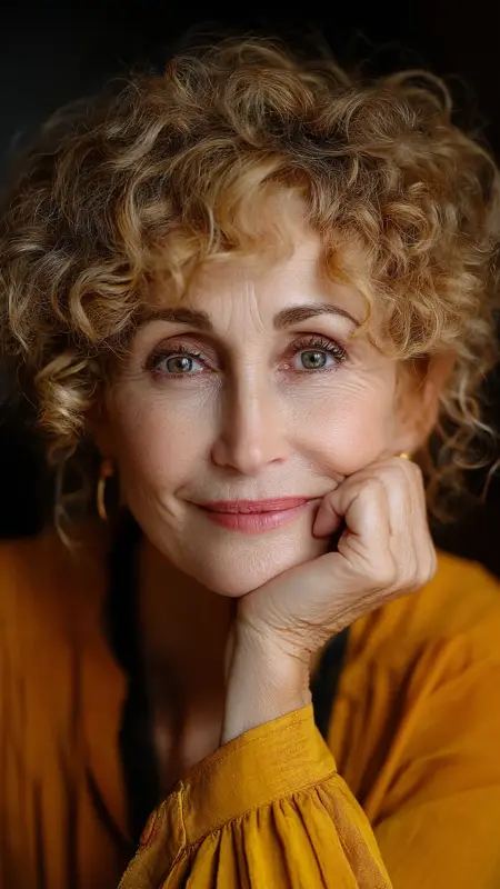 Layered Cut with Defined Curls - Medium length hair with layers over 60 older women