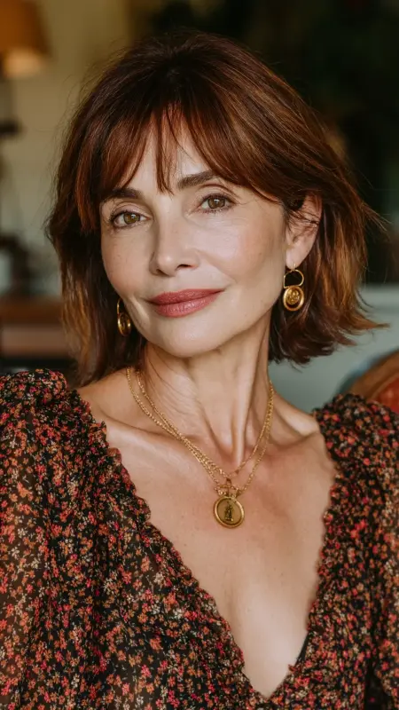 Layered Cut with Wispy Bangs - Shoulder Length Hairstyles For Women Over 60