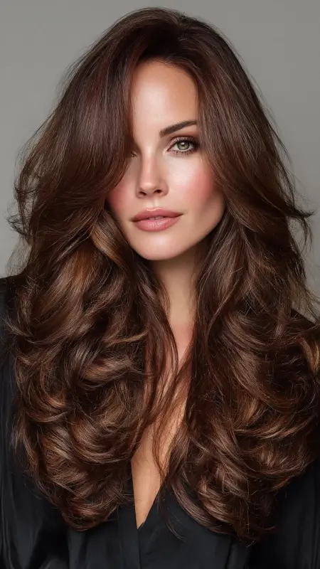 Layered Long Hair with Loose Curls - Long Haircuts For Women Over 40