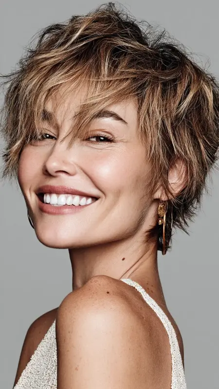 Layered Pixie with Crown Volume - Pixie Haircuts For Fine Hair