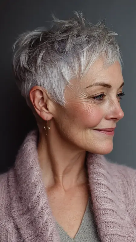 Layered Pixie with Crown Volume - pixie haircuts for women over 60