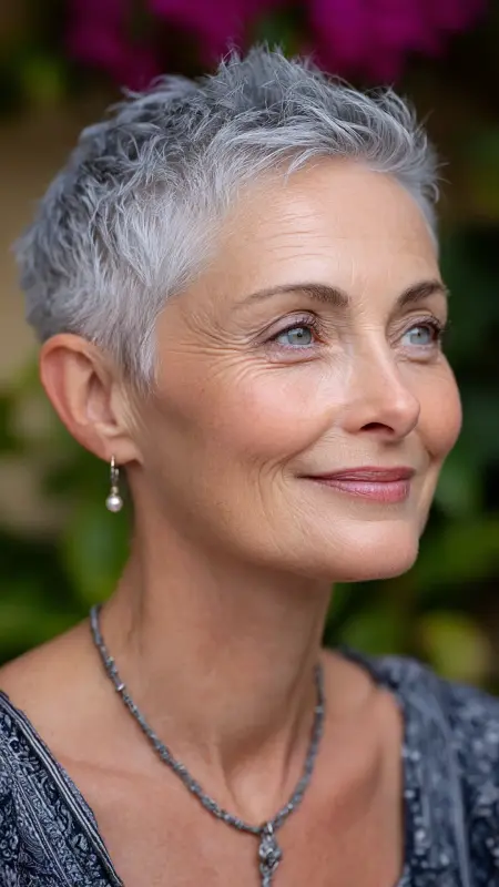 Layered Pixie with Tapered Nape - Short pixie hairstyles for older women