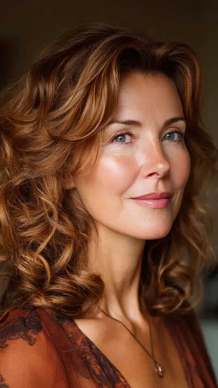 Layered Shoulder Cut with Soft Curls - Medium length haircuts for women over 50