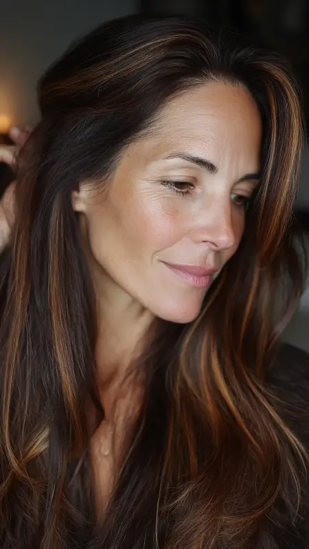 Long Hair with Peekaboo Highlights - Long Haircuts For Women Over 40