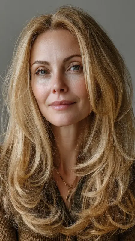 Long Layered Hair with Flip Ends - Long Haircuts For Women Over 40