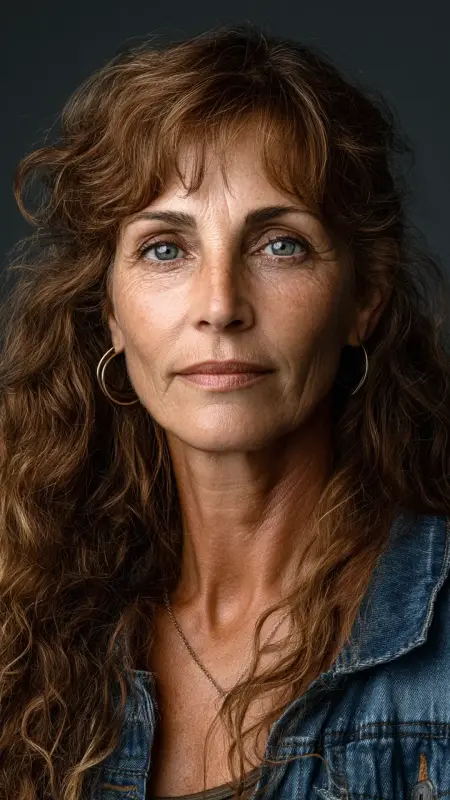 Long Shag with Wispy Bangs -  hairstyles for women over 70 with bangs 