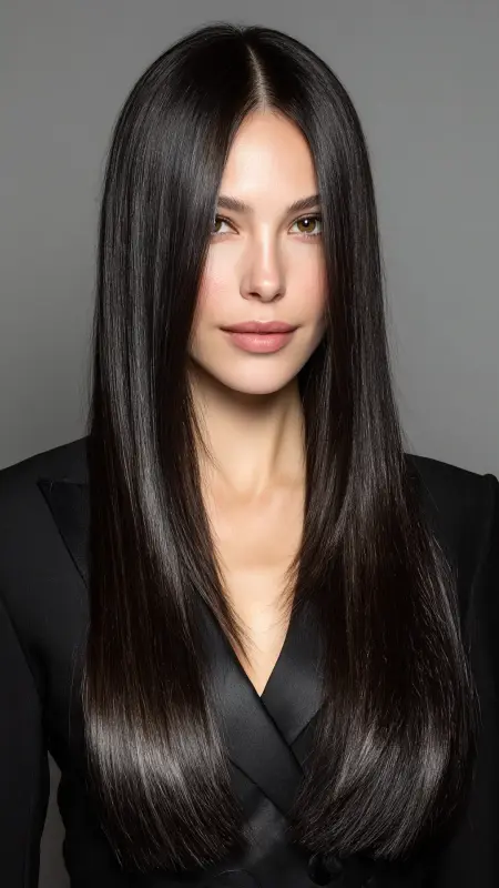 Long Straight Cut with Center Part -  Timeless haircut 