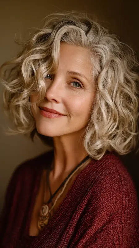 Loose Curled Ends with Side Layers - Shoulder Length Hairstyles For Women Over 60