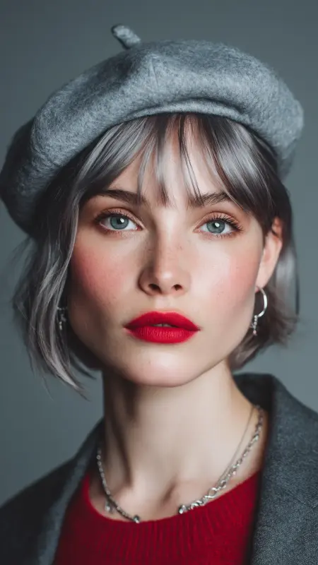 Matte Silver French Bob - silver hair color ideas