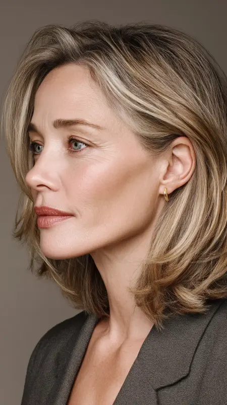 Medium Layered Cut with Tapered Ends - Medium length hair with layers over 60 older women