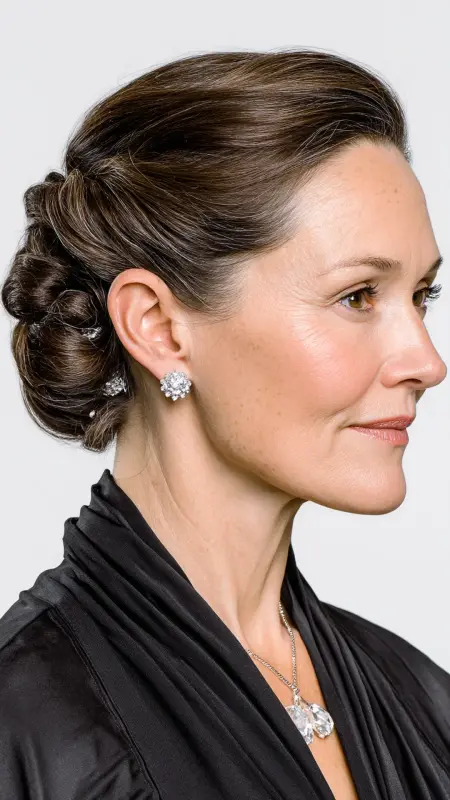 Medium-Length Sleek Updo -  medium length hair for women over 50 