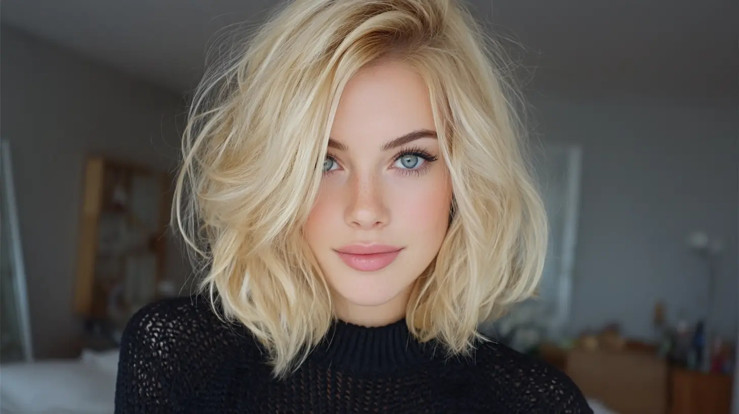 Medium length haircut for round faces 3