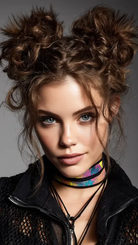 Messy Buns with Spiky Ends - Y2k haircuts