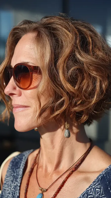 Messy Curly Bob - Short hairstyles for women over 60 with wavy hair