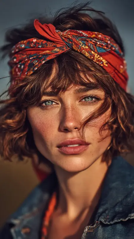 Messy Retro Bob with Headscarf - Retro bob hairstyles