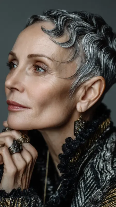 Metallic Silver Finger Waves - silver hair color ideas