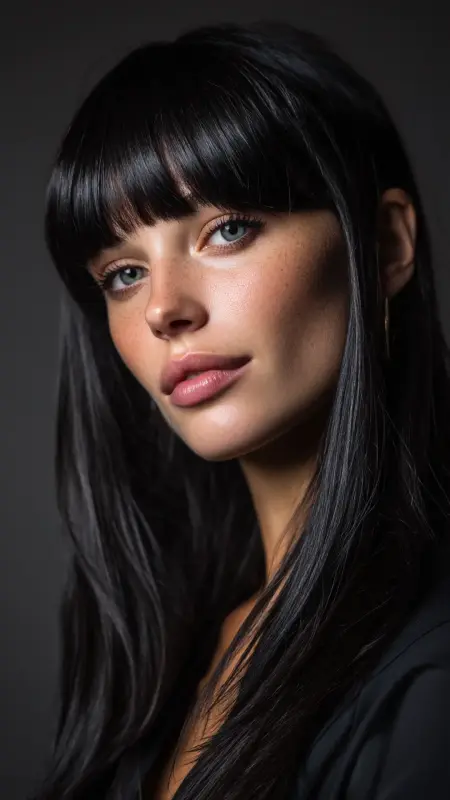 Micro Bangs with Long Hair - Y2k haircuts