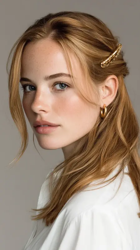 Middle Part with Sleek Claw Clip - Straight Hairstyles