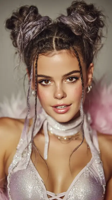 Mini Buns with Glitter Roots - Y2k haircuts