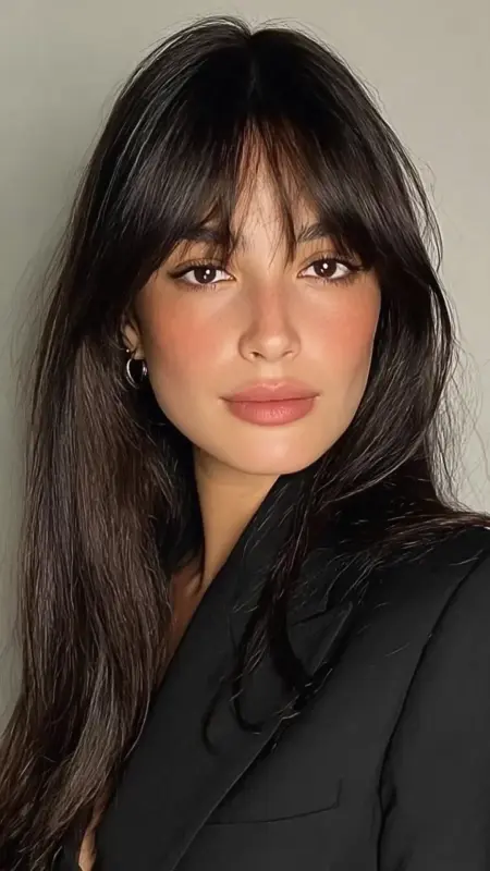 Minimalist Center Part - long straight hair with curtain bangs