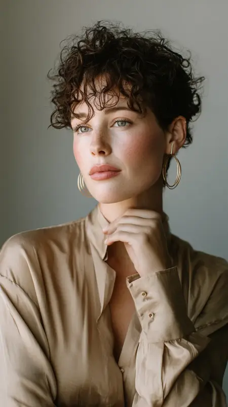 Minimalist Pixie with Finger-Coiled Curls -  Short pixie haircuts for curly hair 