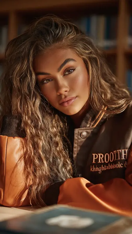 Mocha Brown Base with Copper Face-Framing Streaks -  Hair color for college students 